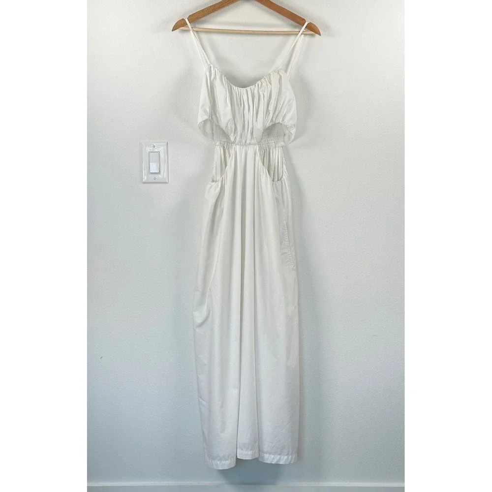 Abercrombie & Fitch Womens Bubble Top Maxi Dress White LP Cutout Bridal Coquette